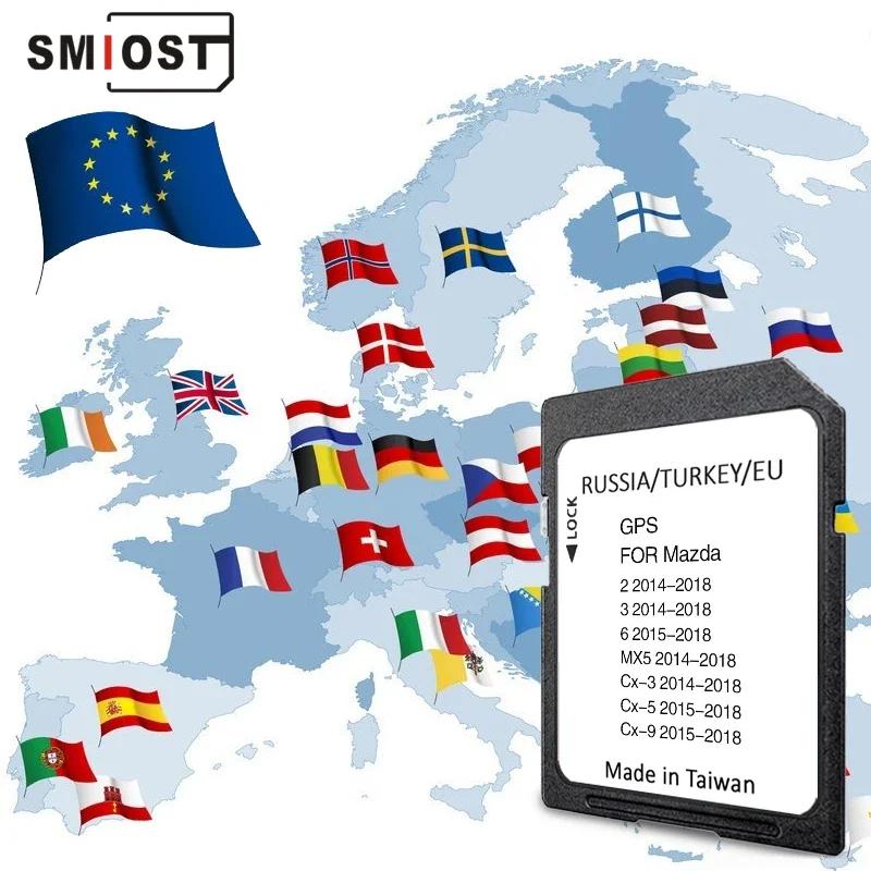 SMIOST GPS ̼ ý, 2023 EU þ Ű ,  2, 3, 6, CX3, CX5, CX9, MX5, ڵ Sat Nav SD ī, 16GB